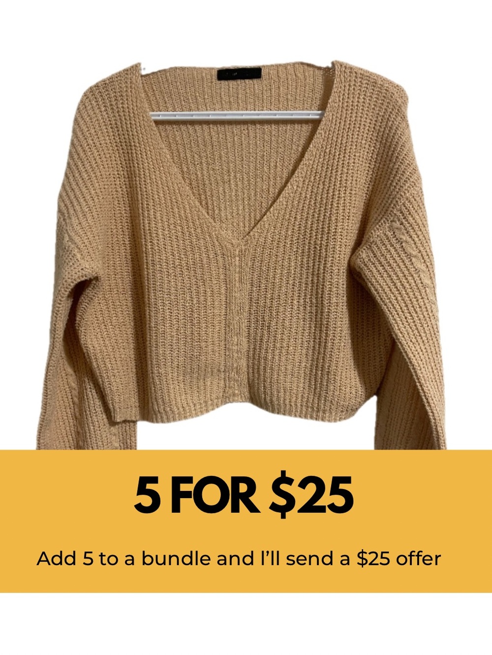 V-Neck Cropped Lightweight Knit Sweater